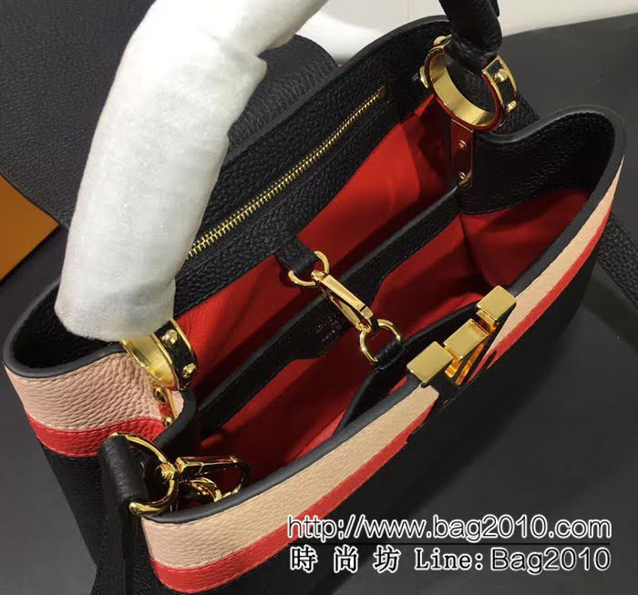路易威登LV頂級原單2018新款M94517黑色拼條紋 肩背或斜背 YDH1283